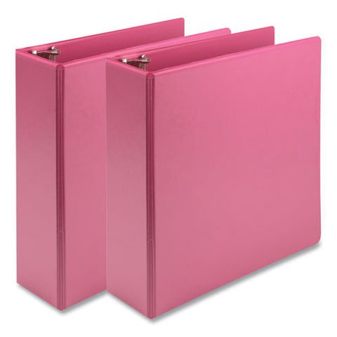 Earth's Choice Plant-based Economy Round Ring View Binders, 3 Rings, 3" Capacity, 11 X 8.5, Pink, 2/pack