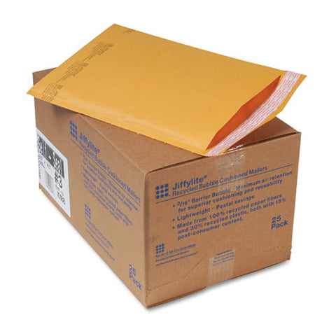 Jiffylite Self-seal Bubble Mailer, #3, Barrier Bubble Lining, Self-adhesive Closure, 8.5 X 14.5, Golden Kraft, 25-carton