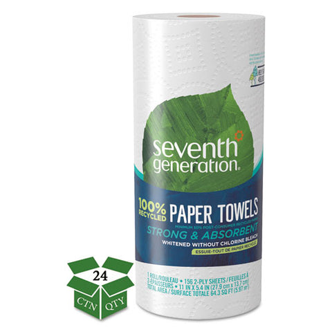 100% Recycled Paper Kitchen Towel Rolls, 2-ply, 11 X 5.4 Sheets, 156 Sheets-rl, 24 Rl-ct