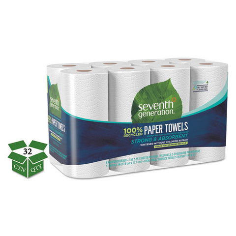 100% Recycled Paper Kitchen Towel Rolls, 2-ply, 11 X 5.4 Sheets, 156 Sheets-rl, 32rl-ct