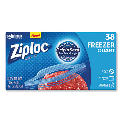 Double Zipper Freezer Bags, 1 Qt, 2.7 Mil, 6.97" X 7.7", Clear, 9-carton