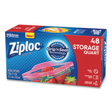 Double Zipper Storage Bags, 1 Qt, 1.75 Mil, 9.63" X 8.5", Clear, 48-box