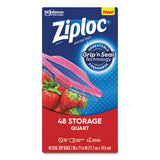 Double Zipper Storage Bags, 1 Qt, 1.75 Mil, 9.63" X 8.5", Clear, 48-box