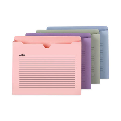 Notes File Jackets, Straight Tab, 2" Expansion, Letter Size, Assorted Colors, 12/pack