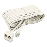 Telephone Extension Cord, Plug-dual Jack, 25 Ft., Almond