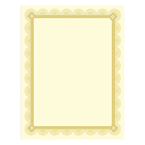 Premium Certificates, Ivory, Spiro Gold Foil Border, 66 Lb,  8.5 X 11, 15-pack