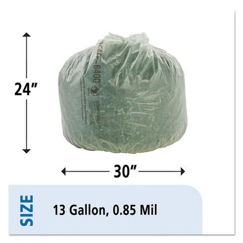 Ecosafe-6400 Bags, 13 Gal, 0.85 Mil, 24" X 30", Green, 45-box