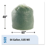 Ecosafe-6400 Bags, 64 Gal, 0.85 Mil, 48" X 60", Green, 30-box