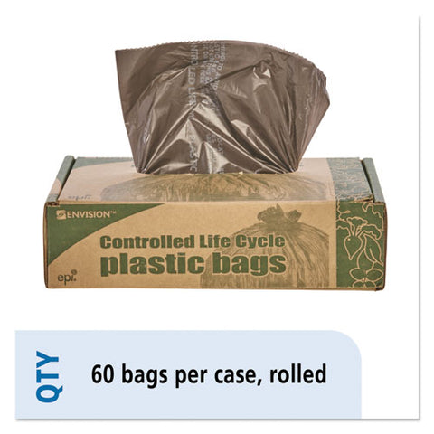 Controlled Life-cycle Plastic Trash Bags, 30 Gal, 0.8 Mil, 30" X 36", Brown, 60-box