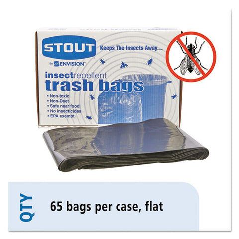 Insect-repellent Trash Bags, 55 Gal, 2 Mil, 37" X 52", Black, 65-box