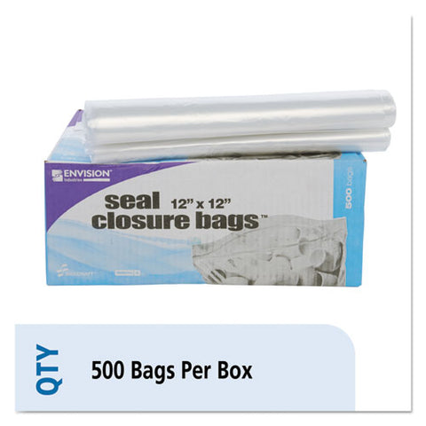 Seal Closure Bags, 2 Mil, 12" X 12", Clear, 500-carton