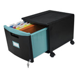 Single-drawer Mobile Filing Cabinet, 14.75w X 18.25d X 12.75h, Black-teal