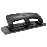 20-sheet Smarttouch Three-hole Punch, 9-32" Holes, Black-gray