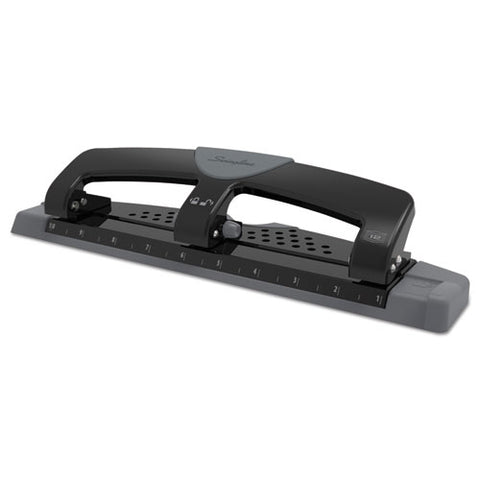 12-sheet Smarttouch Three-hole Punch, 9-32" Holes, Black-gray