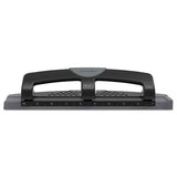 12-sheet Smarttouch Three-hole Punch, 9-32" Holes, Black-gray