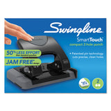 20-sheet Smarttouch Two-hole Punch, 9-32" Holes, Black-gray