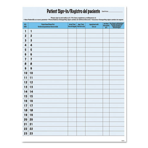 Hipaa Labels, Patient Sign-in, 8.5 X 11, Blue, 23-sheet, 125 Sheets-pack