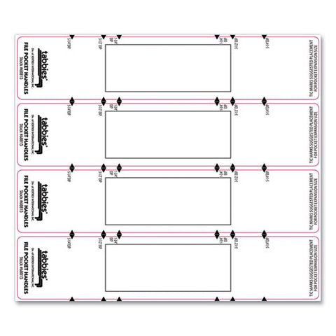 File Pocket Handles, 9.63 X 2, White, 4-sheet, 12 Sheets-pack