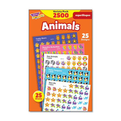 Superspots And Supershapes Sticker Packs, Animal Antics, Assorted, 2500 Stickers