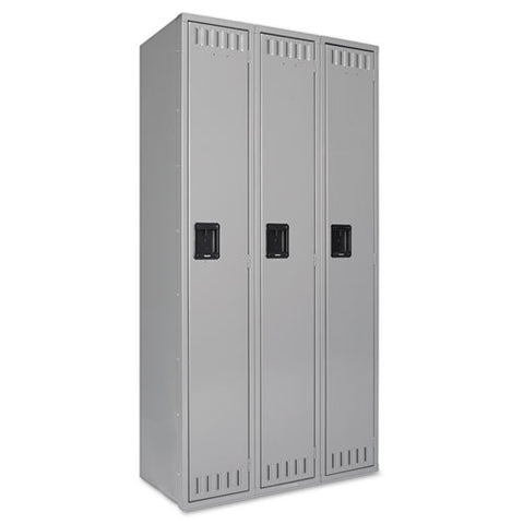 Single Tier Locker, Three Units, 36w X 18d X 72h, Medium Gray