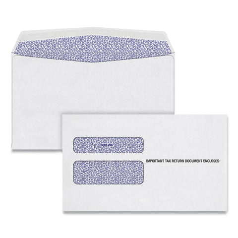 W-2 Laser Double Window Envelope, Commercial Flap, Gummed Closure, 5.63 X 9, White, 24/pack