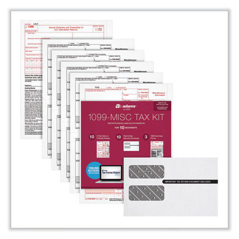 1099-misc Five-part Laser Forms And Envelopes, Fiscal Year: 2022, 5-part Carbonless, 8 X 5, 2 Forms/sheet, 10 Forms Total