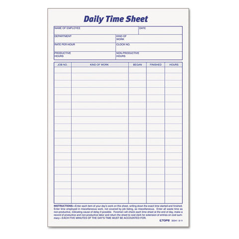 Daily Time And Job Sheets, 8 1-2 X 5 1-2, 200-pad, 2-pack