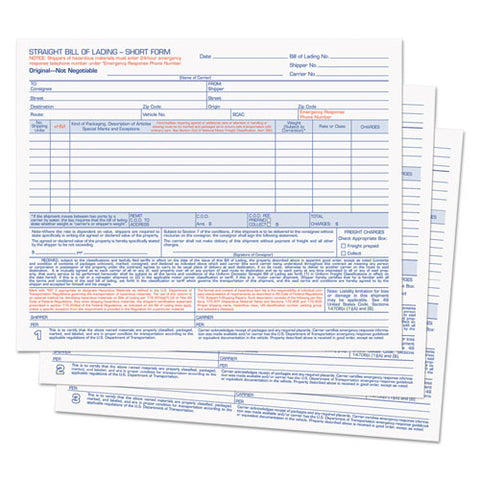 Hazardous Material Short Form, 7 X 8 1-2, Three-part Carbonless, 50 Forms