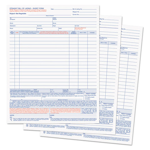 Bill Of Lading,16-line, 8-1-2 X 11, Three-part Carbonless, 50 Forms