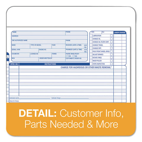 Auto Repair Four-part Order Form, 8 1-2 X 11, Four-part Carbonless, 50 Forms