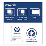 Universal Beverage Napkin, 1-ply,9.13 X 9.13, 1-4 Fold, Poly-pack, White, 4000-carton