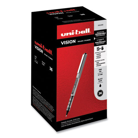 Vision Stick Roller Ball Pen, Fine 0.7 Mm, Black Ink, Silver Barrel, 36-pack