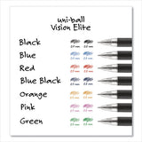 Vision Elite Stick Roller Ball Pen, Micro 0.5 Mm, Assorted Ink, Black Barrel