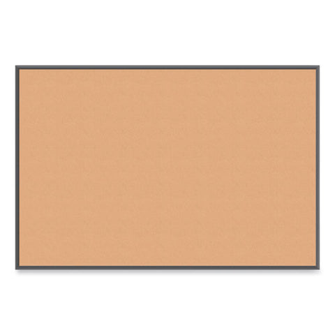 Cork Bulletin Board With Black Aluminum Frame, 70 X 47, Tan Surface