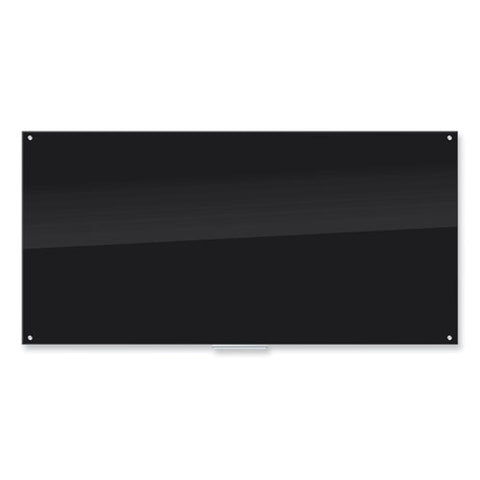 Black Glass Dry Erase Board, 96 X 47, Black Surface