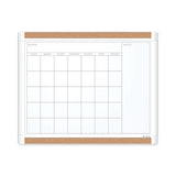 Pinit Magnetic Dry Erase Calendar With Plastic Frame, One-month, 20 X 16, White Surface, White Plastic Frame