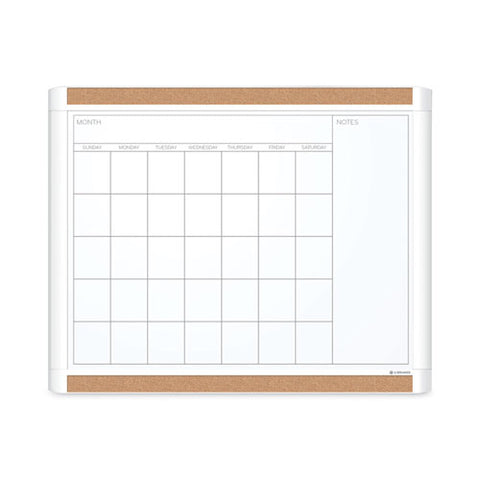 Pinit Magnetic Dry Erase Calendar With Plastic Frame, One-month, 20 X 16, White Surface, White Plastic Frame