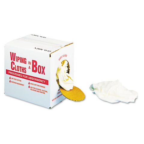 Multipurpose Reusable Wiping Cloths, Cotton, White, 5lb Box