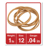 Rubber Bands, Size 12, 0.04" Gauge, Beige, 1 Lb Box, 2,500-pack