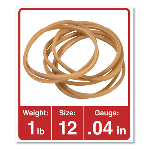 Rubber Bands, Size 12, 0.04" Gauge, Beige, 1 Lb Box, 2,500-pack