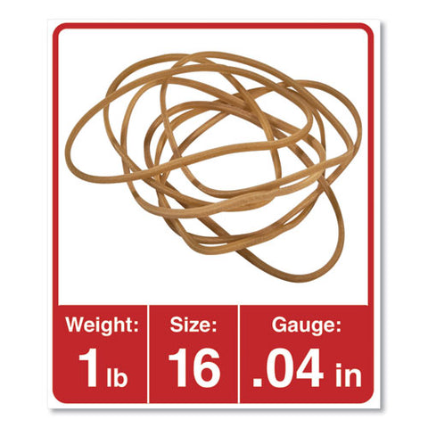 Rubber Bands, Size 16, 0.04" Gauge, Beige, 1 Lb Box, 1,900-pack