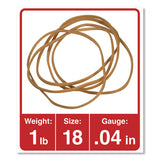 Rubber Bands, Size 18, 0.04" Gauge, Beige, 1 Lb Box, 1,600-pack