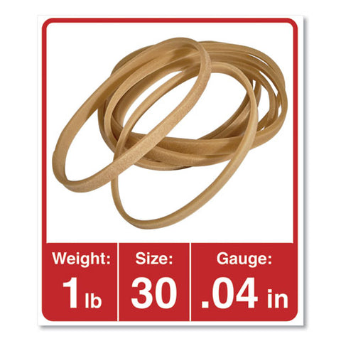 Rubber Bands, Size 30, 0.04" Gauge, Beige, 1 Lb Box, 1,100-pack