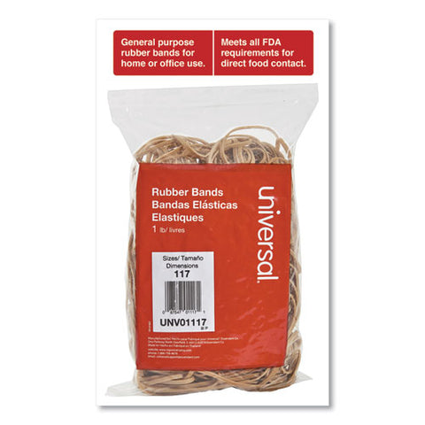 Rubber Bands, Size 117, 0.06" Gauge, Beige, 1 Lb Box, 210-pack