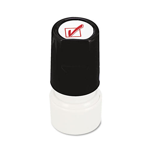 Round Message Stamp, Check Mark, Pre-inked-re-inkable, Red