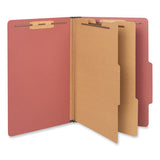 Six-section Classification Folders, Heavy-duty Pressboard Cover, 2 Dividers, 6 Fasteners, Legal Size, Brick Red, 20/box