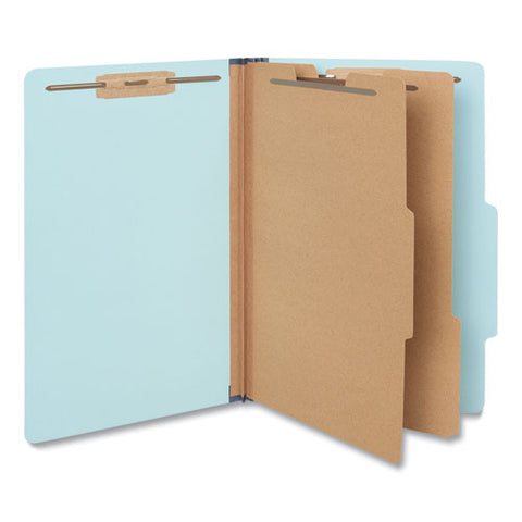 Six-section Classification Folders, Heavy-duty Pressboard Cover, 2 Dividers, 6 Fasteners, Legal Size, Light Blue, 20/box