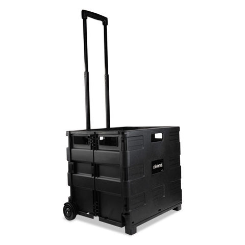 Collapsible Mobile Storage Crate, 18 1-4 X 15 X 18 1-4 To 39 3-8, Black