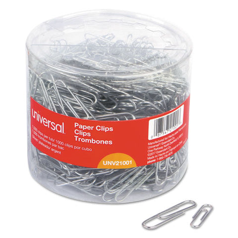 Plastic-coated Paper Clips, Assorted Sizes, Silver, 1,000-pack