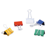 Binder Clips In Dispenser Tub, Medium, Assorted Colors, 24-pack